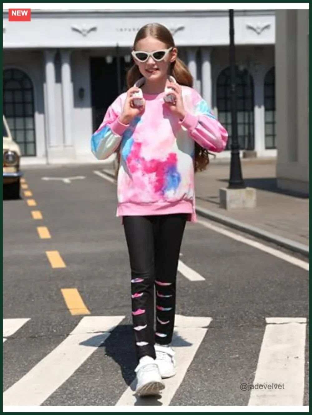 Girls Tie Dye Sweatshirt and Leggings 2 Piece Set Fall Winter Outfit